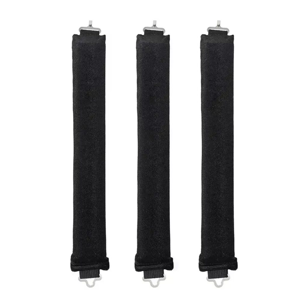 Three black heatless curling rods